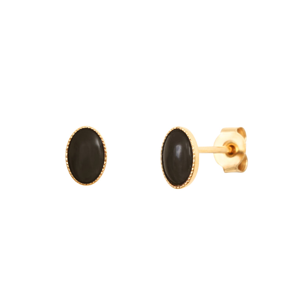 BOUCLES D'OREILLES CAB OVALE ONYX