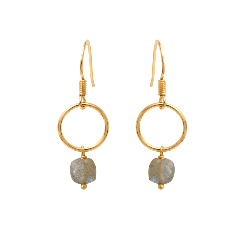 BOUCLES D'OREILLES DORÉES LABRADORITE -  FIDJI