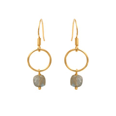 BOUCLES D'OREILLES DORÉES LABRADORITE -  FIDJI