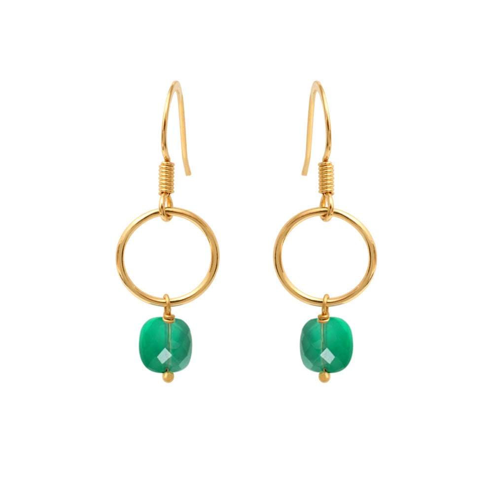 BOUCLES D'OREILLES DORÉES QUARTZ VERT -  FIDJI