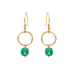 BOUCLES D'OREILLES DORÉES QUARTZ VERT -  FIDJI