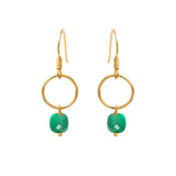 BOUCLES D'OREILLES DORÉES QUARTZ VERT -  FIDJI