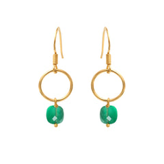 BOUCLES D'OREILLES DORÉES QUARTZ VERT -  FIDJI