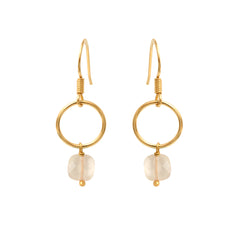 BOUCLES D'OREILLES QUARTZ ROSE  DORÉES -  FIDJI